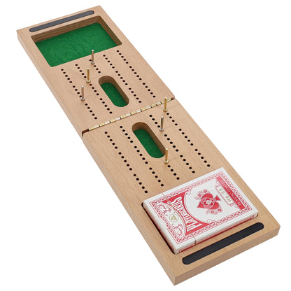 WE Games 2 Track Foldable Travel Cribbage Set w/ Storage, Cards & Metal Pegs - Solid Wood