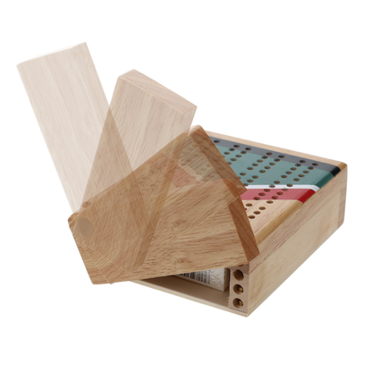 Mini Travel Cribbage Set - Nautical Print - Wood, 2 Track