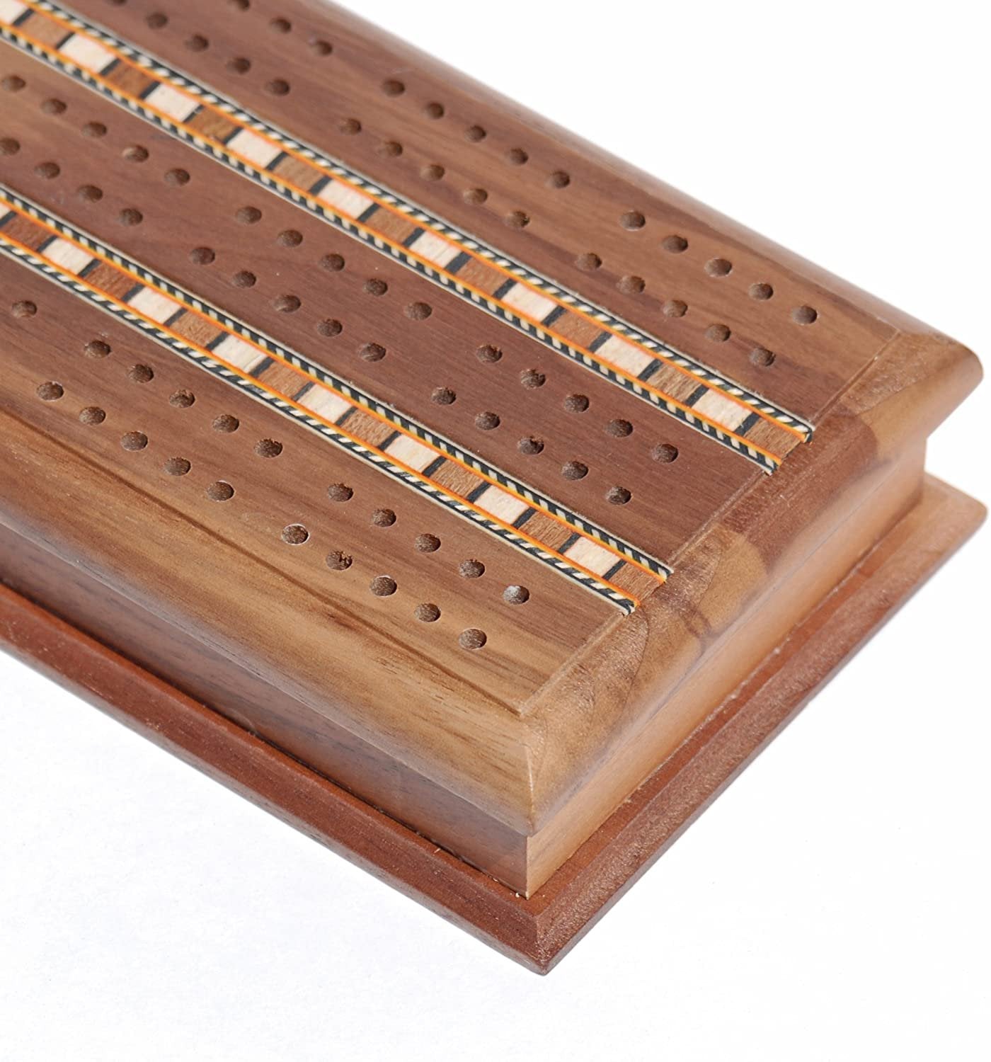 WE Games 3 Track Sprint Cabinet Cribbage Set with Metal Pegs & 2 Card Decks