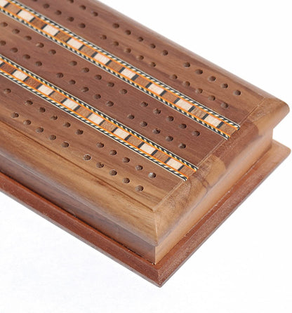 WE Games 3 Track Sprint Cabinet Cribbage Set with Metal Pegs & 2 Card Decks