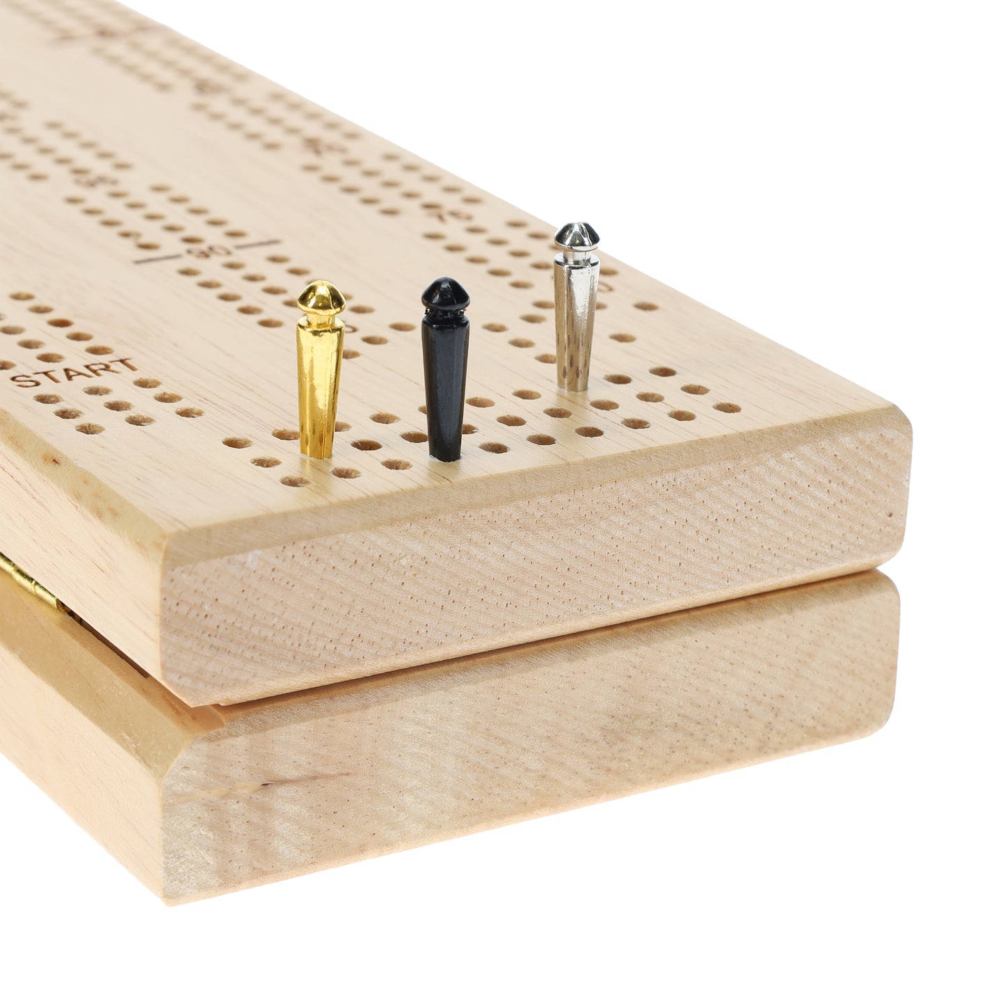 WE Games Cabinet Cribbage Set - Solid Wood Continuous 3 Track Board with Easy Grip Pegs, Cards and Storage Area