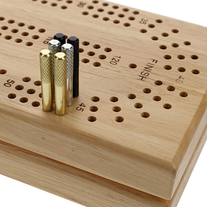 WE Games Machined Metal Cribbage Pegs in Velvet Pouch - Set of 6 (2 Brass, 2 Chrome, 2 Black)