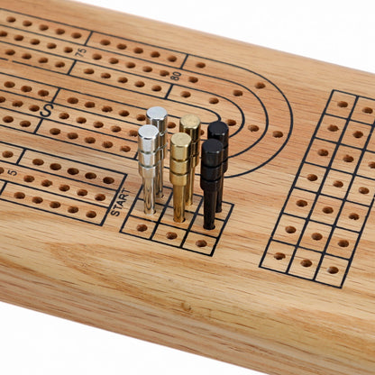WE Games King-Sized Ultimate Cribbage Pegs - Set of 6 (2 Brass, 2 Chrome, 2 Black)