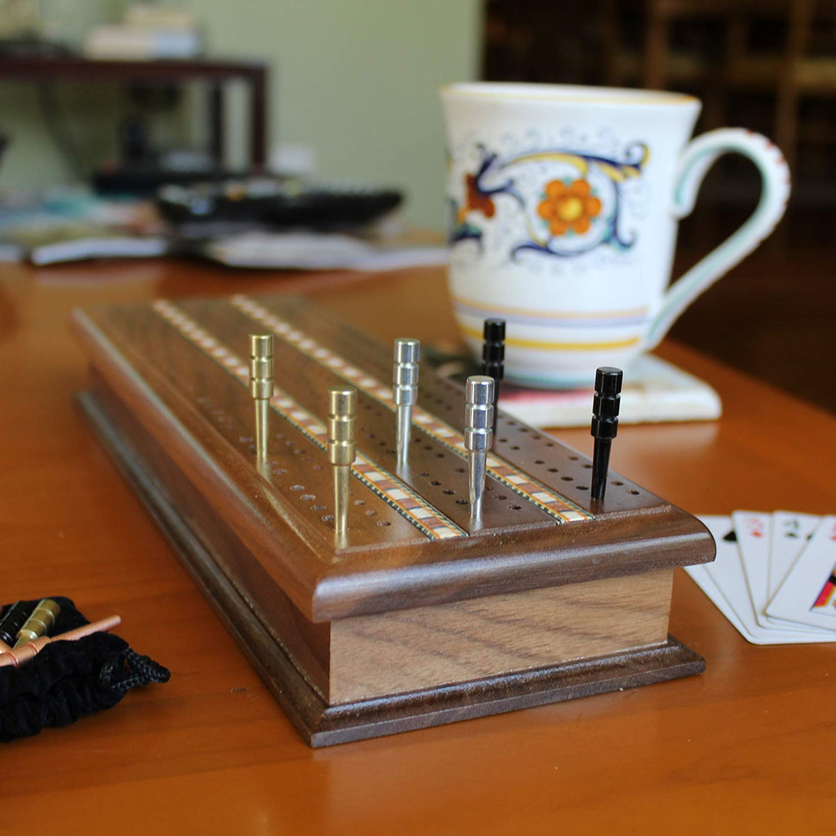 WE Games King-Sized Ultimate Cribbage Pegs - Set of 6 (2 Brass, 2 Chrome, 2 Black)