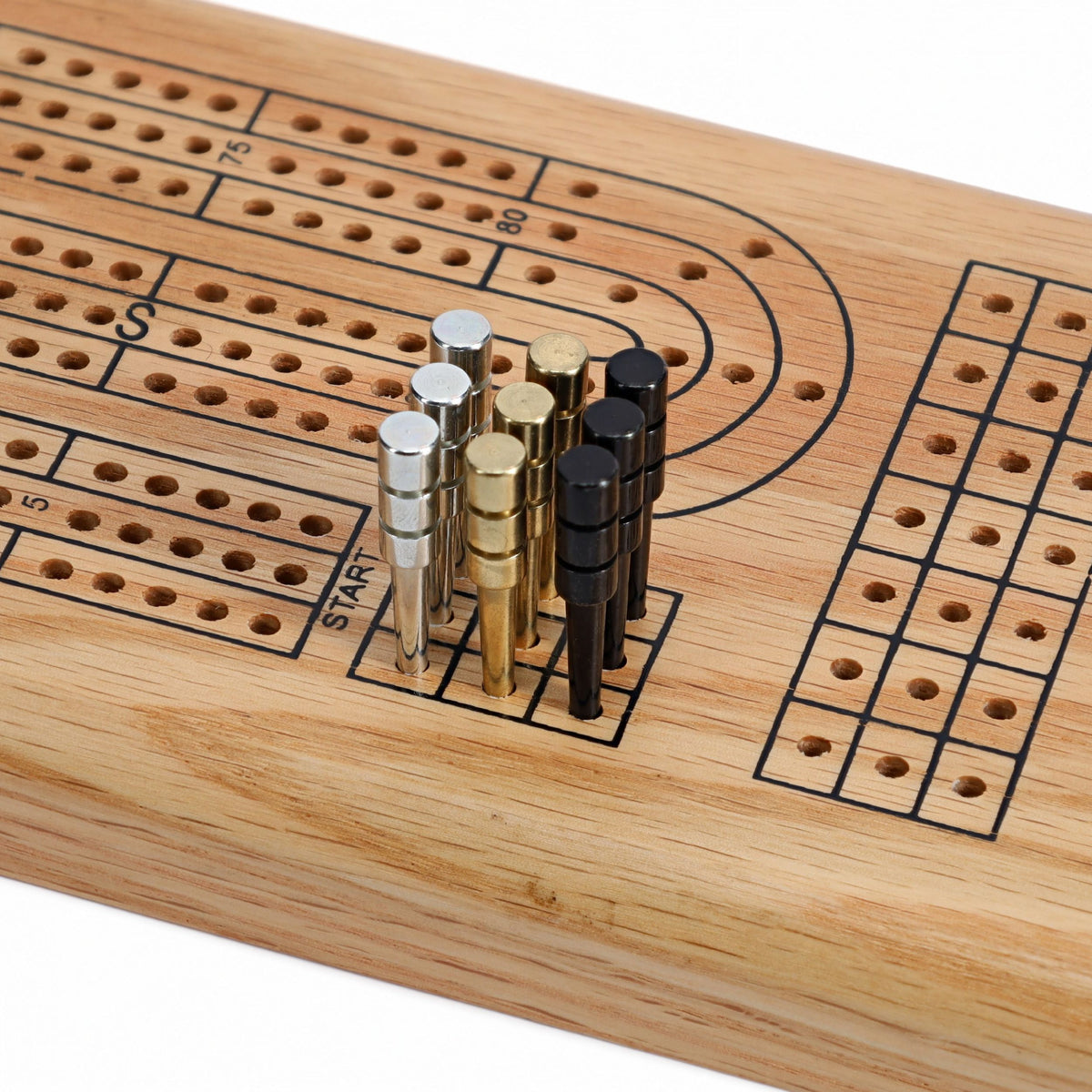 WE Games King-Sized Ultimate Cribbage Pegs - Set of 9 (3 Brass, 3 Chrome, 3 Black)