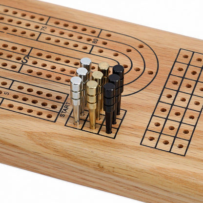 WE Games King-Sized Ultimate Cribbage Pegs - Set of 9 (3 Brass, 3 Chrome, 3 Black)