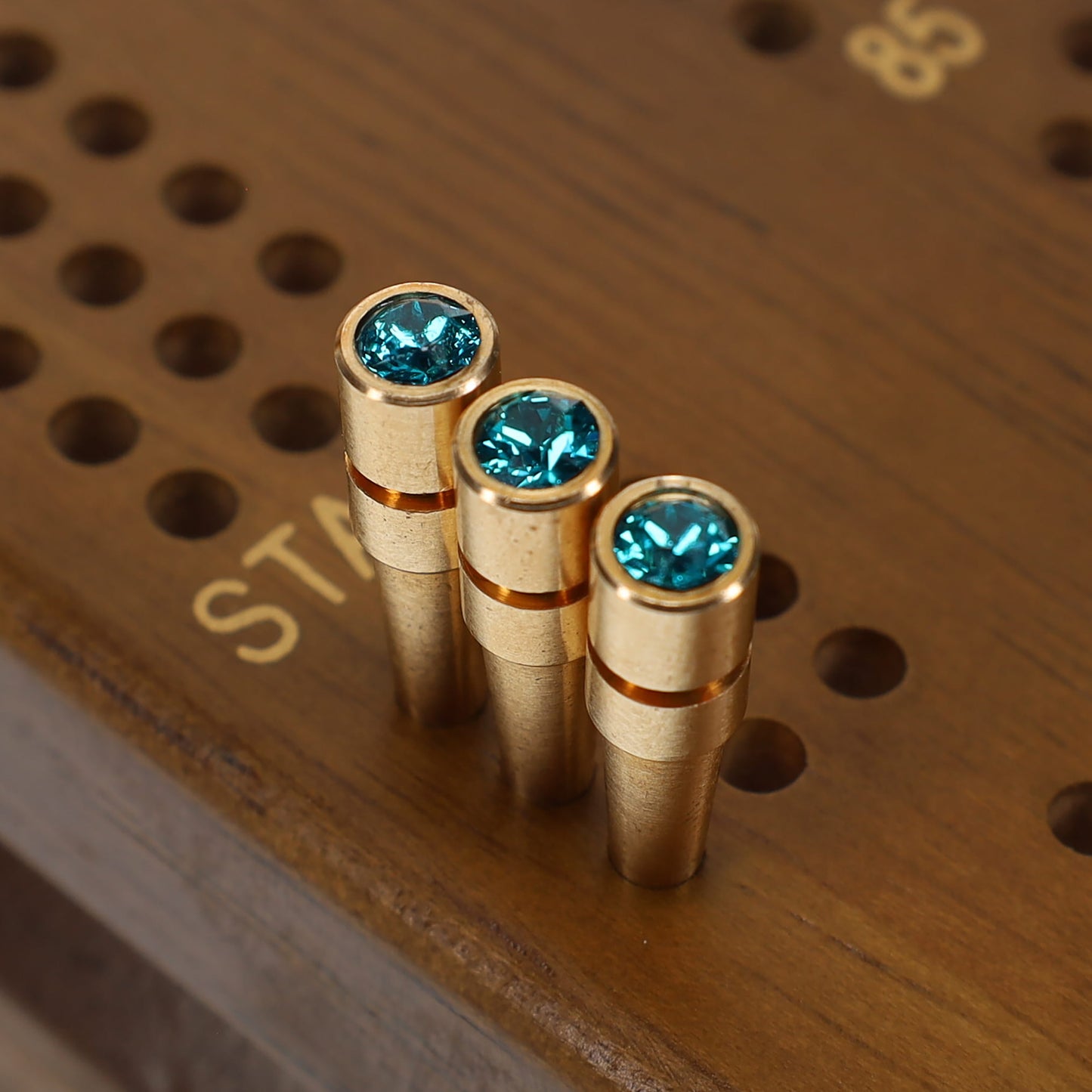 WE Games Brass Cribbage Pegs with Swarovski Austrian Crystals - Set of 3