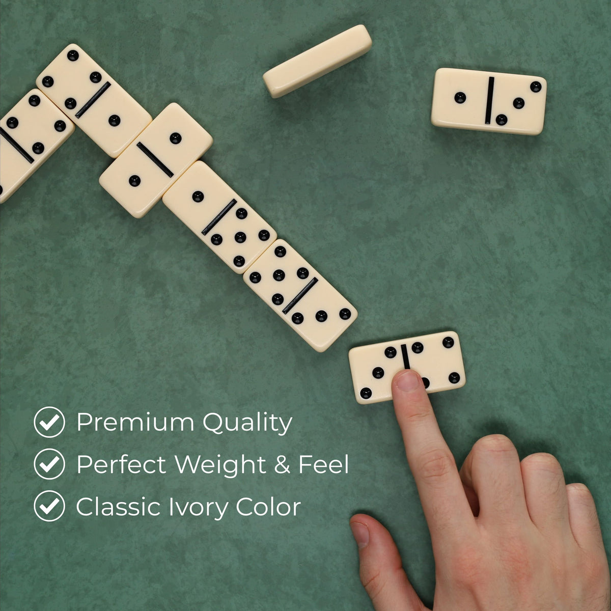 WE Games Classic Double 6 Dominoes - Ivory Color with Black Vinyl Case