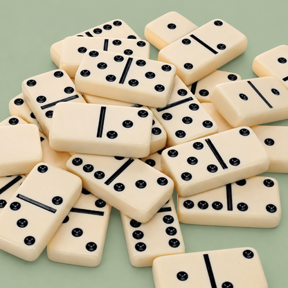 WE Games Classic Double 6 Dominoes - Ivory Color with Black Vinyl Case