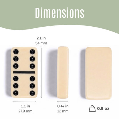 WE Games Classic Double 6 Dominoes - Ivory Color with Black Vinyl Case