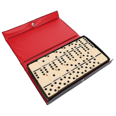 WE Games Double 6 Dominoes - Ivory with Black Vinyl Case