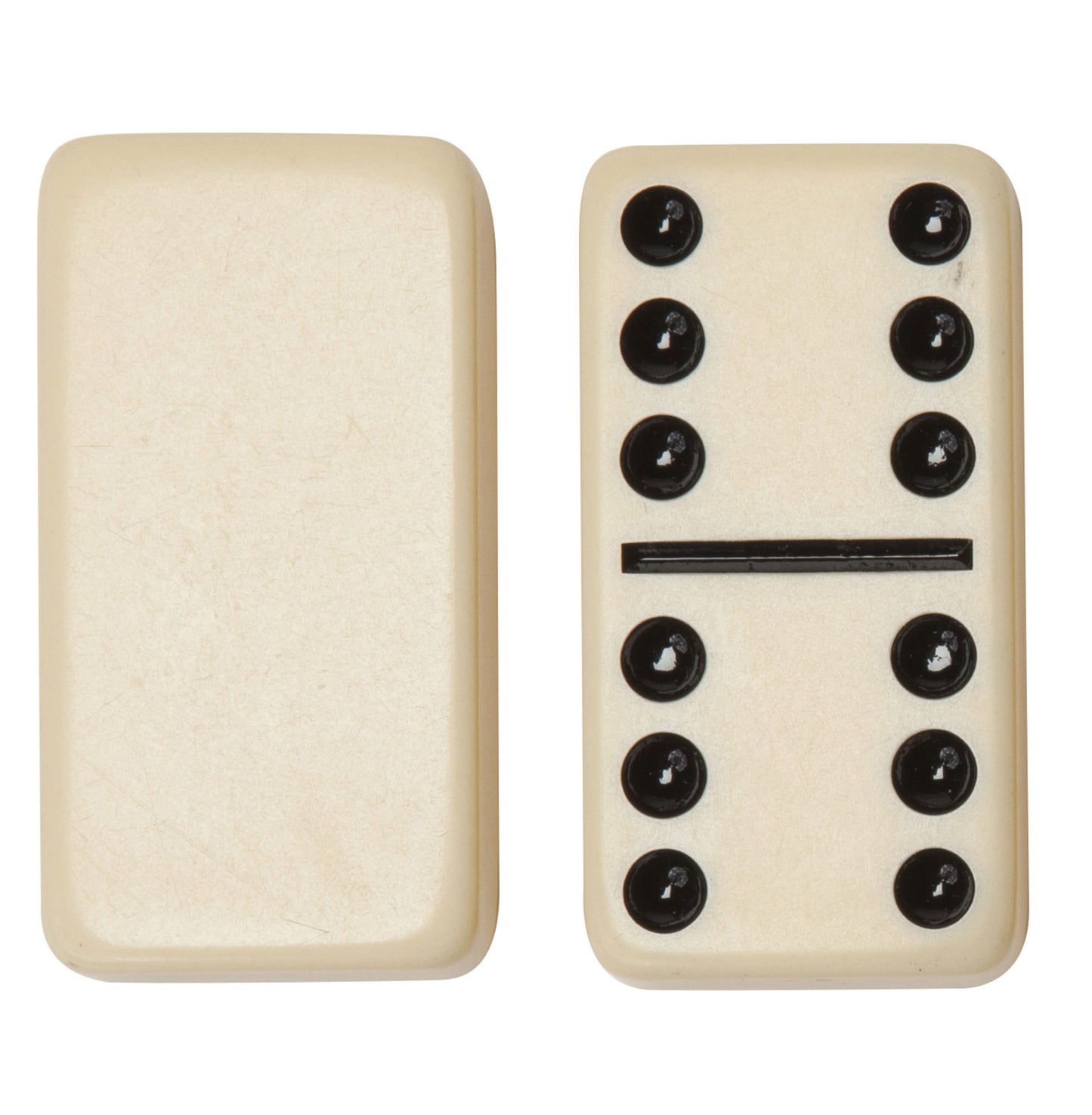 WE Games Double 6 Dominoes - Ivory with Black Vinyl Case