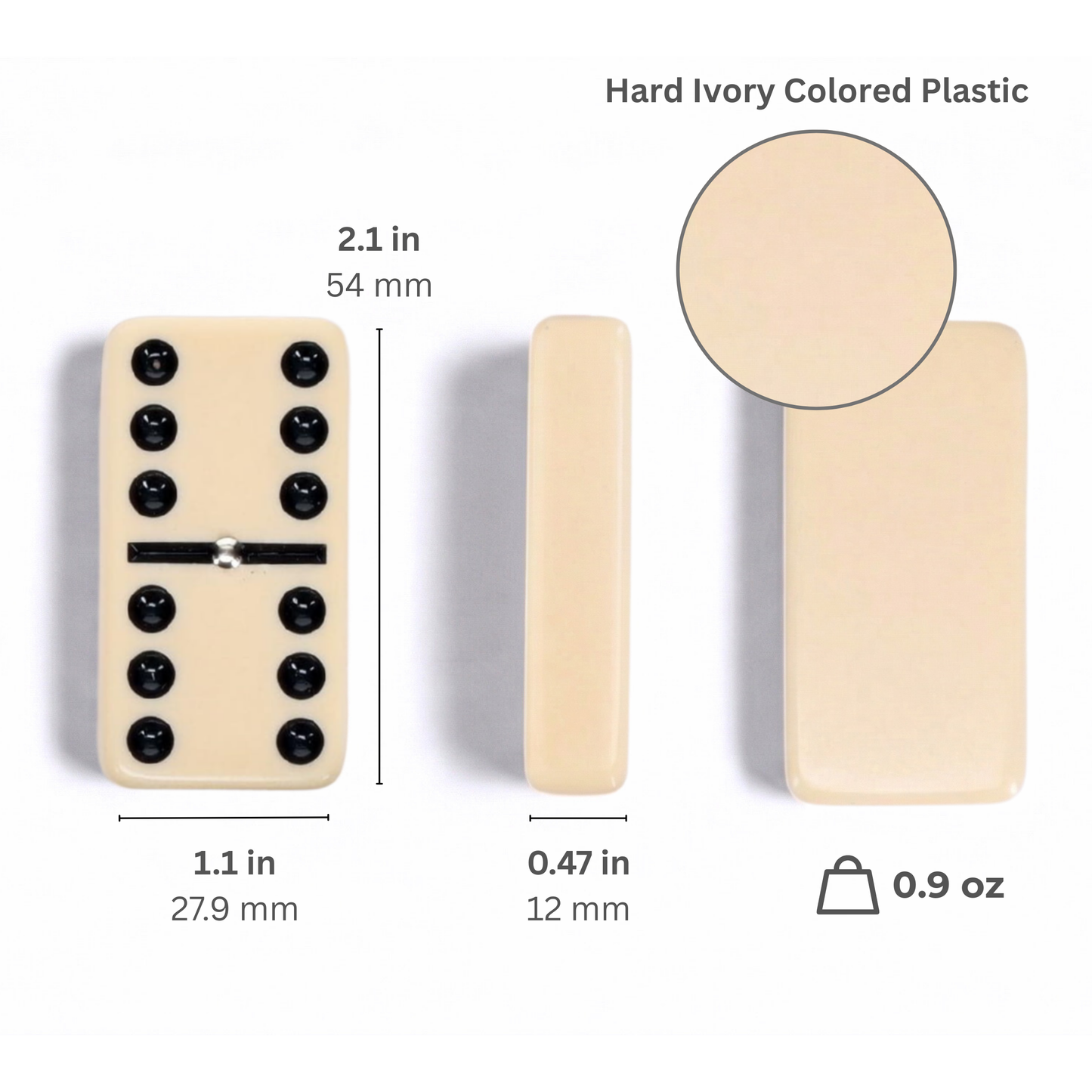 Double Six Dominoes with Spinners - Ivory Tiles, Club Size
