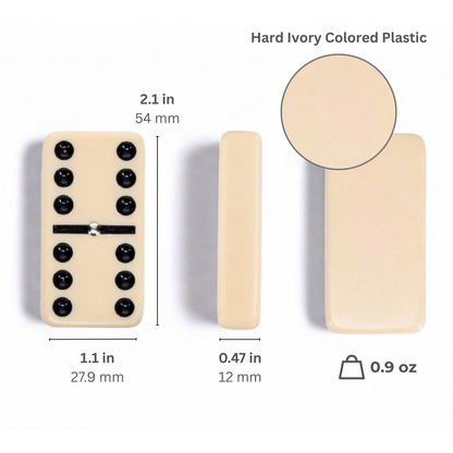 Double Six Dominoes with Spinners - Ivory Tiles, Club Size