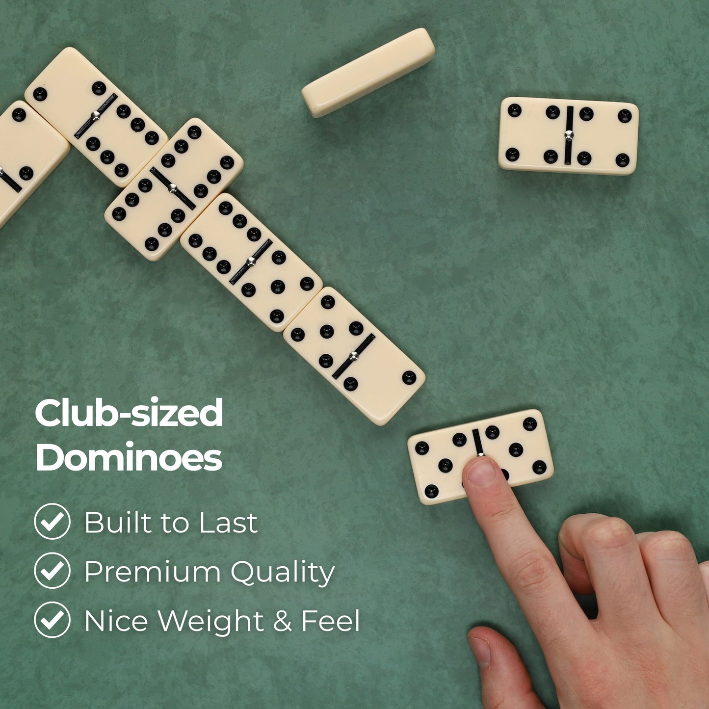 Double Six Dominoes with Spinners - Ivory Tiles, Club Size