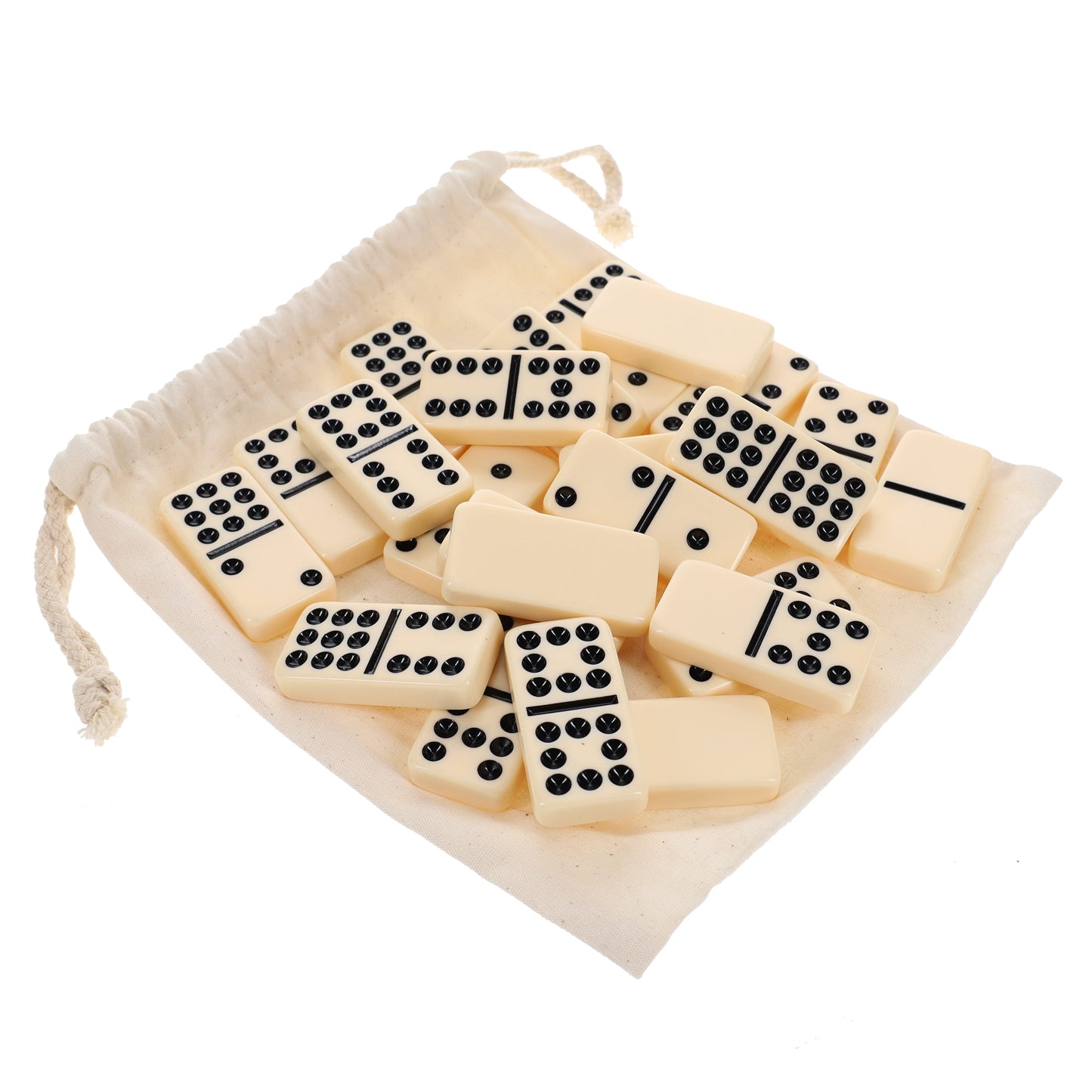 WE Games Double Nine Dominoes with Canvas Bag - Ivory Color Tiles, Club Size