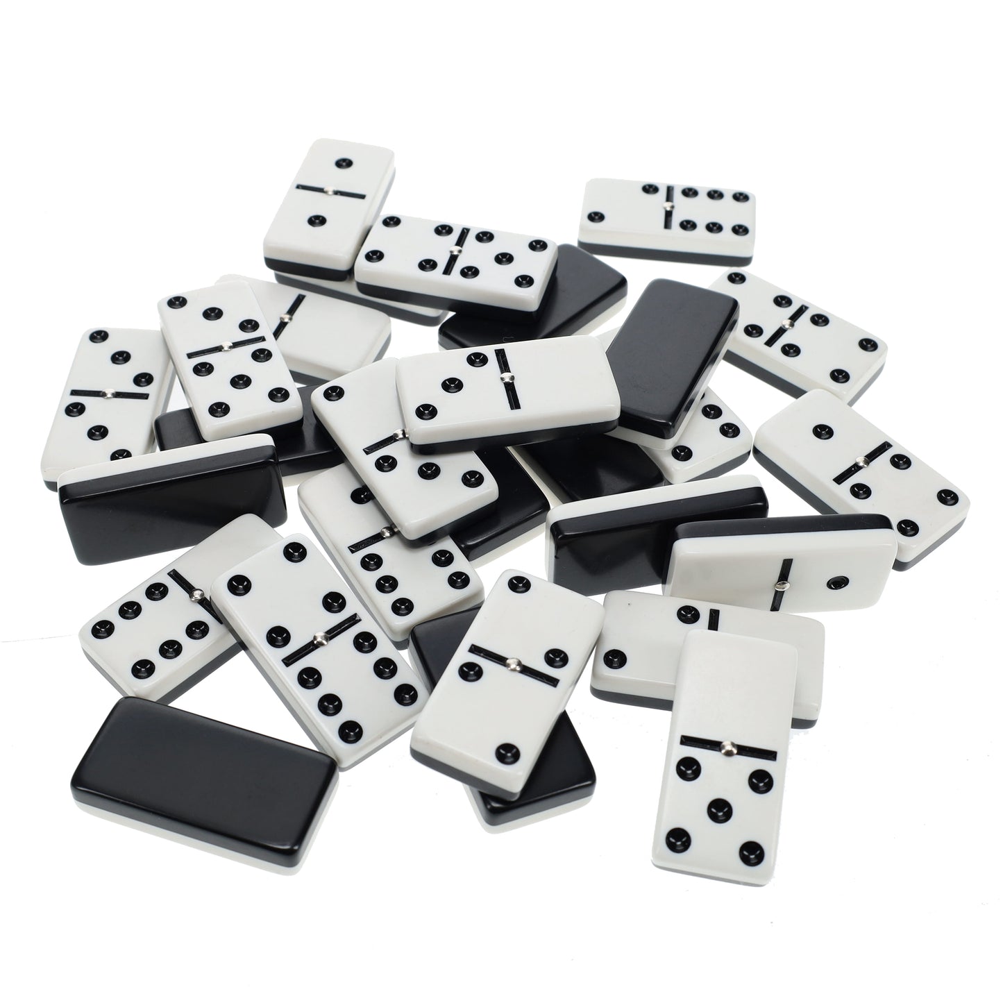 WE Games Two-Toned Black & White Double 6 Dominoes with Spinners - Club Size
