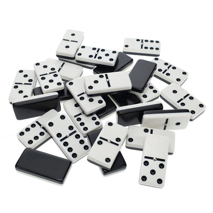 WE Games Two-Toned Black & White Double 6 Dominoes with Spinners - Club Size