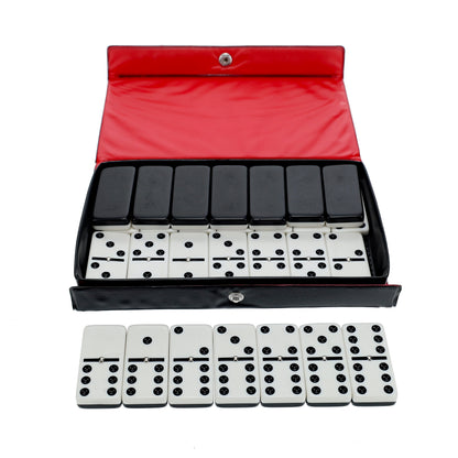 WE Games Two-Toned Black & White Double 6 Dominoes with Spinners - Club Size