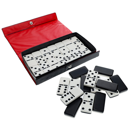 WE Games Two-Toned Black & White Double 6 Dominoes with Spinners - Club Size