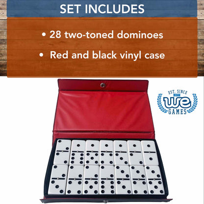 WE Games Two-Toned Black & White Double 6 Dominoes with Spinners - Club Size