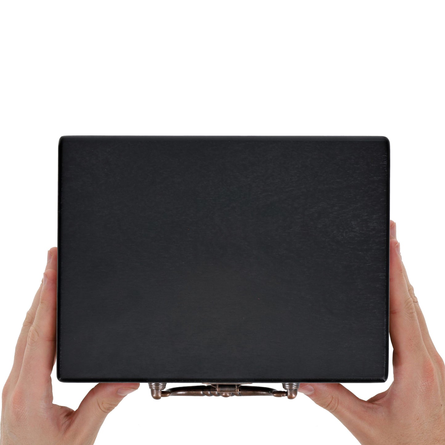 WE Games Double 6 Dominoes, Two-toned Black & White with Spinners in Black Stained Wooden Treasure Box