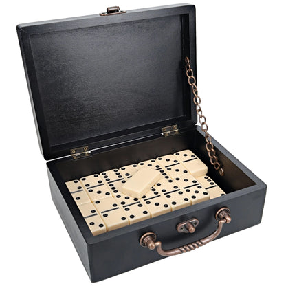 WE Games Double 6 Dominoes - Ivory with Wooden Treasure Box