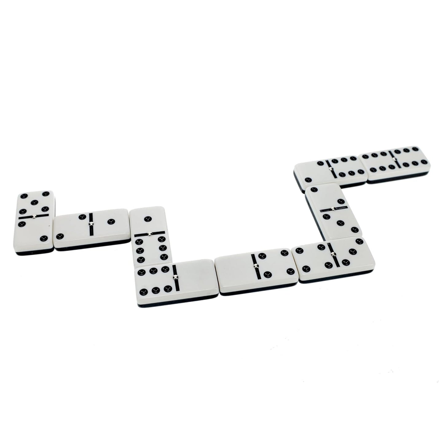WE Games Double 6 Dominoes, Two-toned Black & White with Spinners in Black Stained Wooden Treasure Box