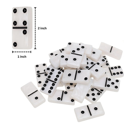 WE Games Double 6 Marbleized Dominoes in Magnetic Wooden Travel Box, White Color