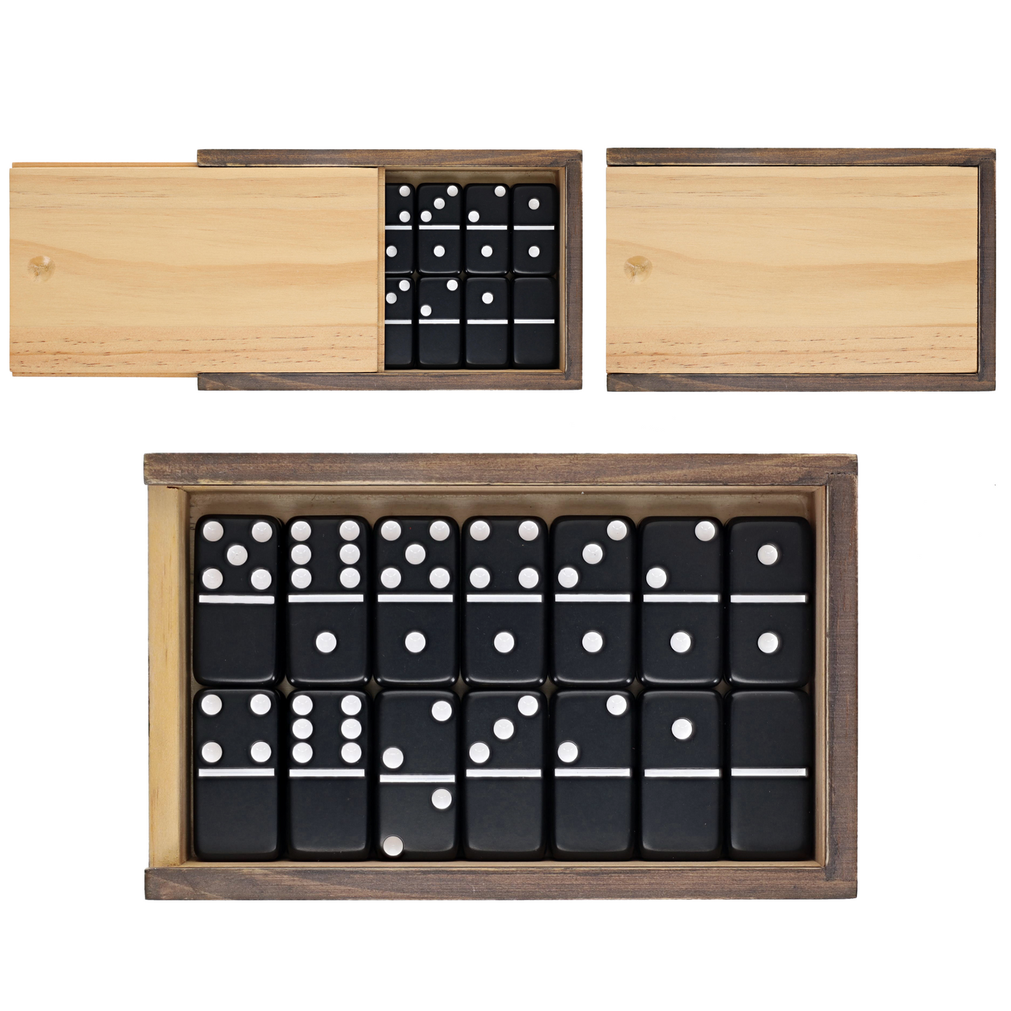 WE Games Double 6 Black Dominoes Game Set in Wooden Case