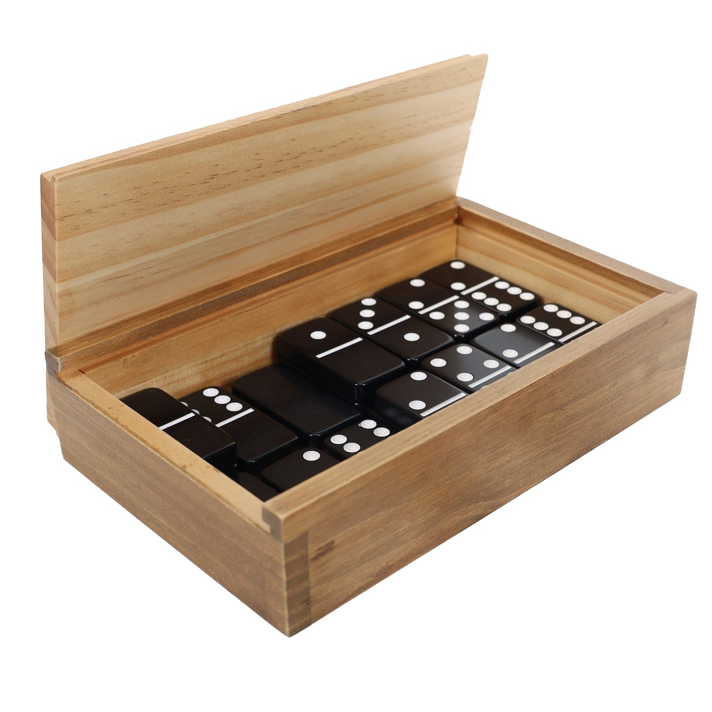 WE Games Double 6 Black Dominoes Game Set in Wooden Case