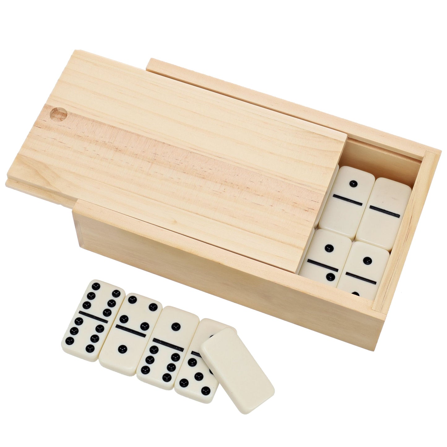 WE Games Double 6 White Dominoes Game Set in Wooden Case