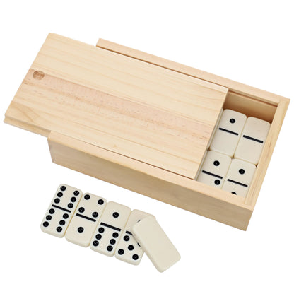 WE Games Double 6 White Dominoes Game Set in Wooden Case
