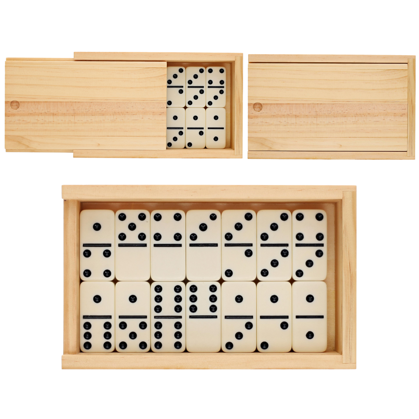 WE Games Double 6 White Dominoes Game Set in Wooden Case