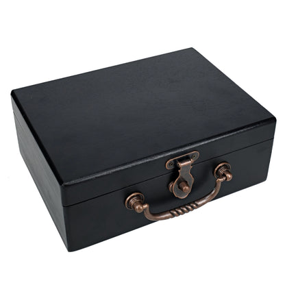 WE Games Double 6 Dominoes, Two-toned Black & White with Spinners in Black Stained Wooden Treasure Box