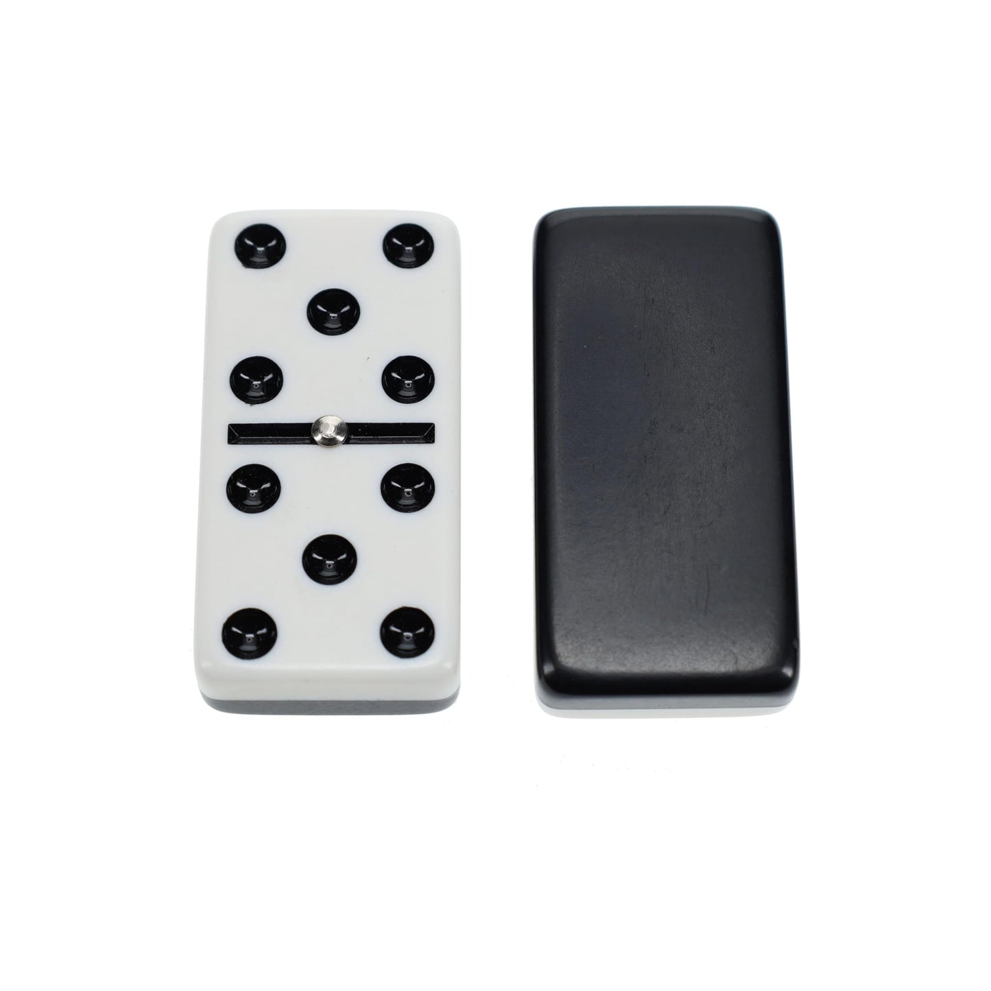 WE Games Double 6 Dominoes, Black & White Two-Toned with Spinners in Wooden Treasure Box