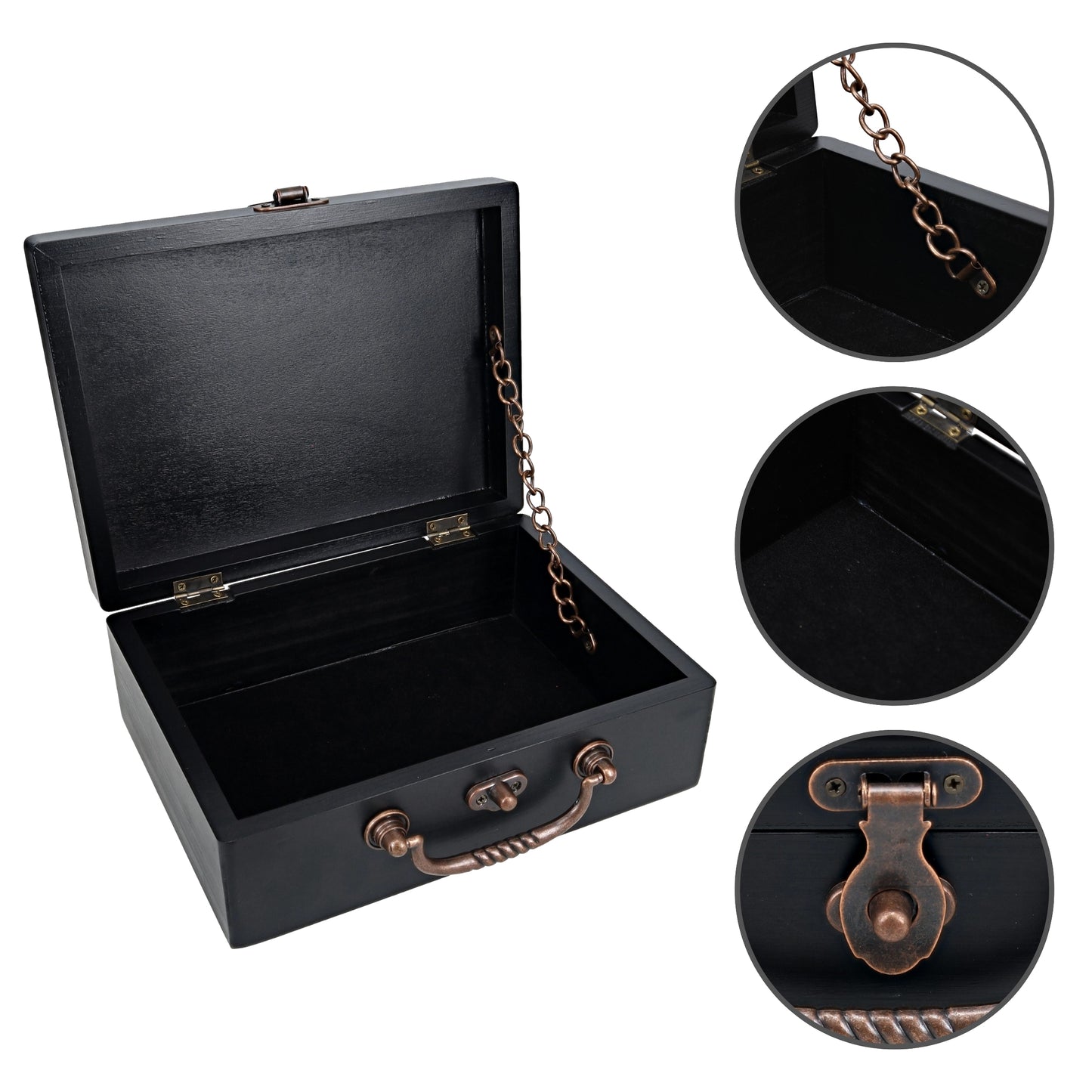 WE Games Double 6 Dominoes, Two-toned Black & White with Spinners in Black Stained Wooden Treasure Box