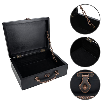 WE Games Double 6 Dominoes with Spinners in Black Stained Wooden Treasure Box