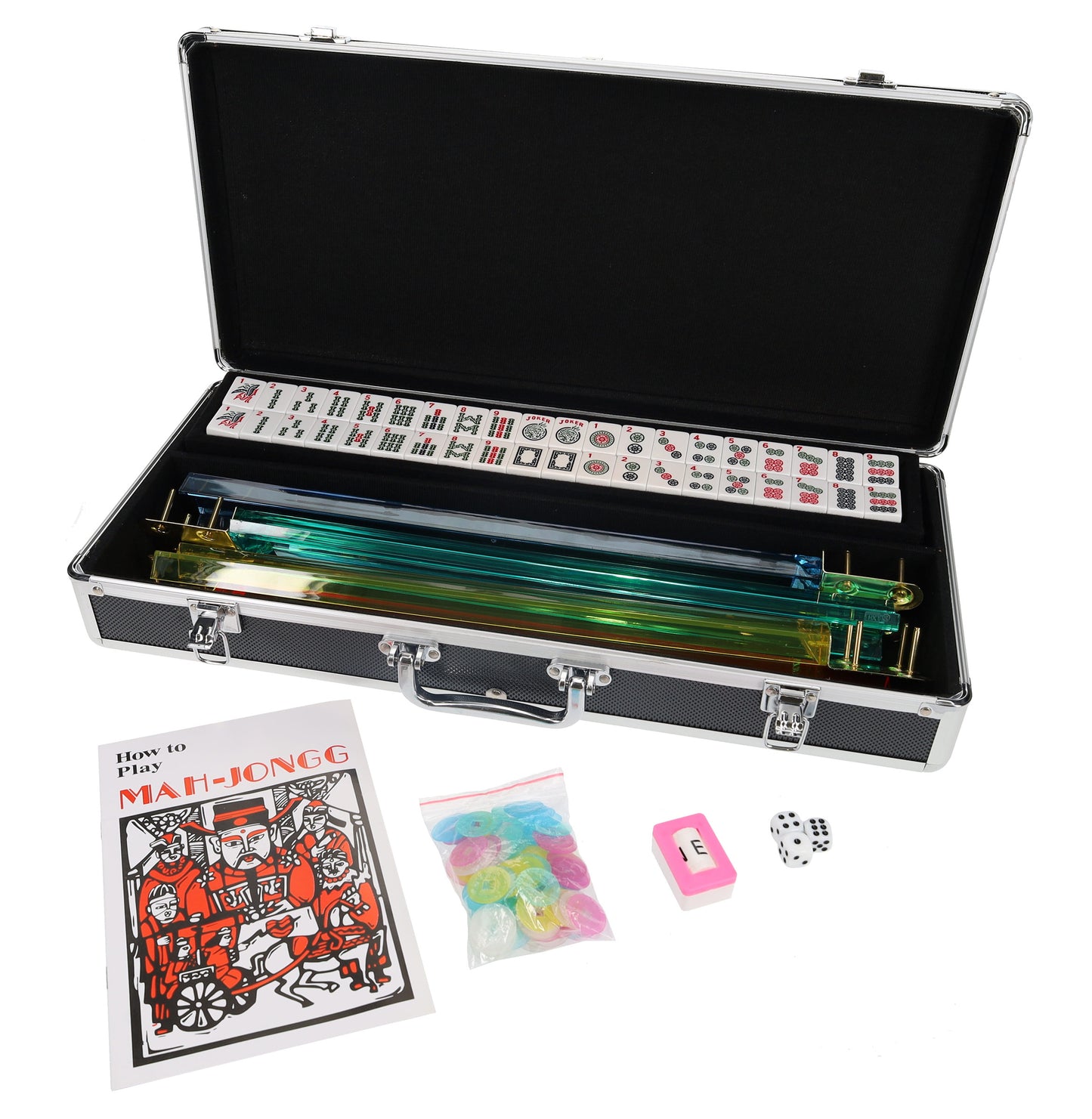 WE Games Aluminum & Black Mahjong - American Style