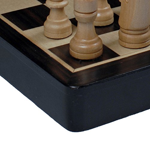 WE Games Travel Magnetic Folding Black Stained Wood Chess Set - 8 in.