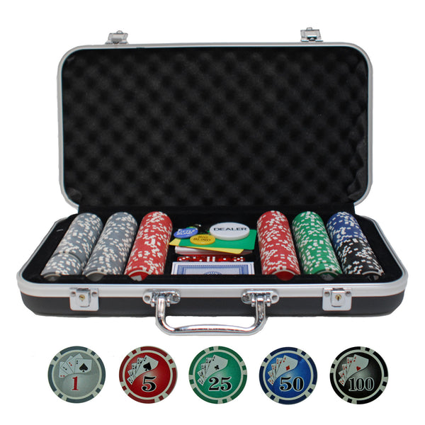 WE Games Complete Poker Set in Aluminum Case - 300 chips – wood
