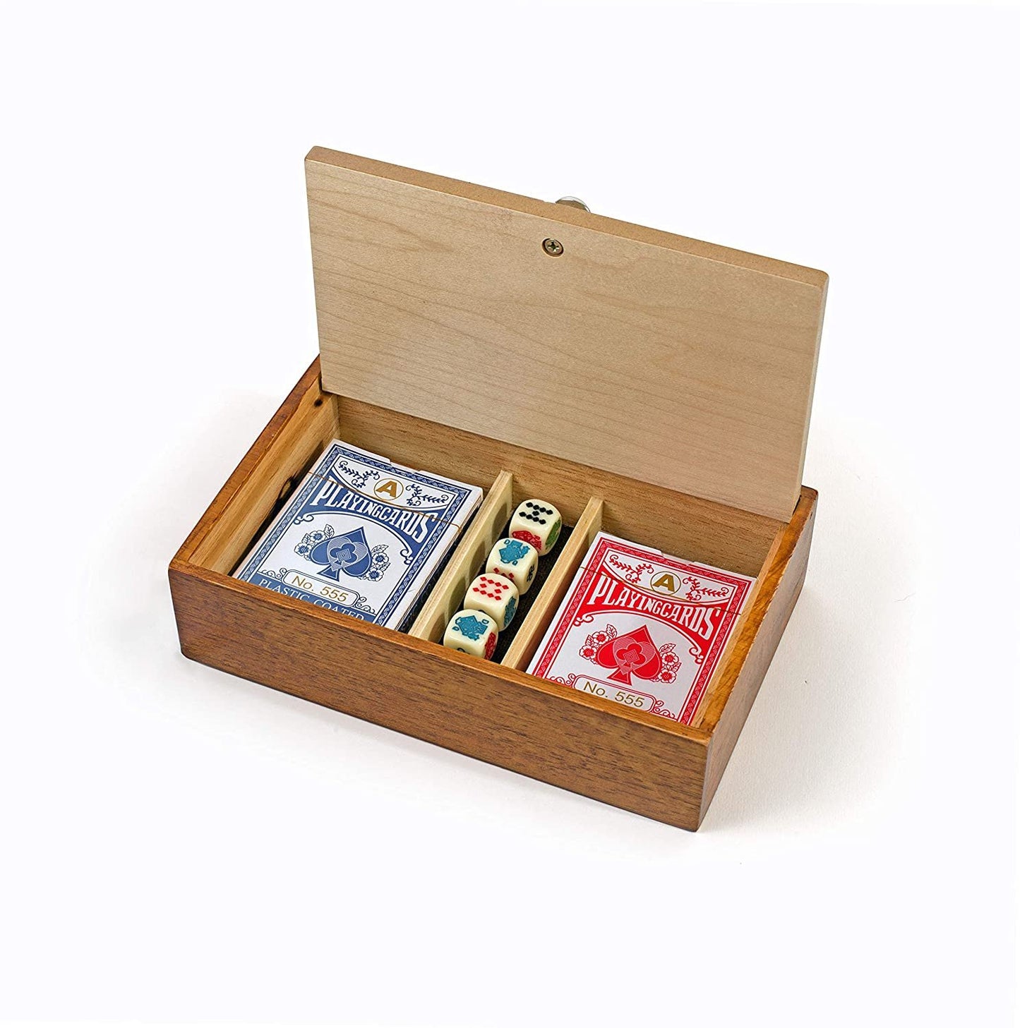 WE Games Aces & Spades Wood Card & Poker Dice Box