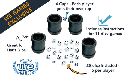 WE Games Liar's Dice Set of 4 Plastic Cups