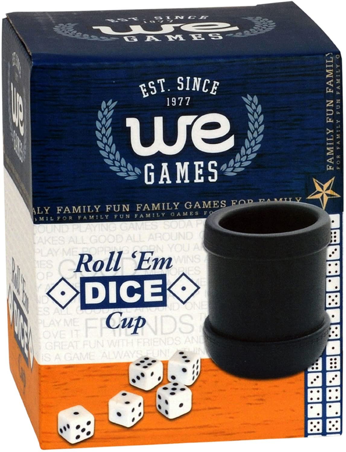 WE Games Black Plastic Dice Cup with 5 Dice