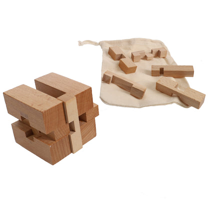 WE Games Solid Wood 3D Cube Puzzle