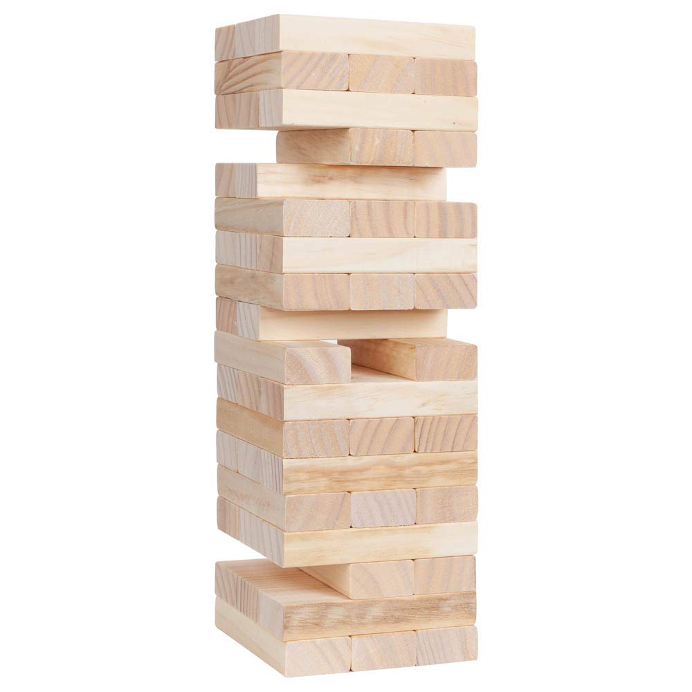 WE Games Wooden Blocks Stacking Tower Game with Wooden Box, 14 in.