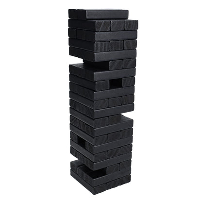 WE Games Black Wooden Blocks Stacking Tower Game with Black Wooden Box, 12 in.