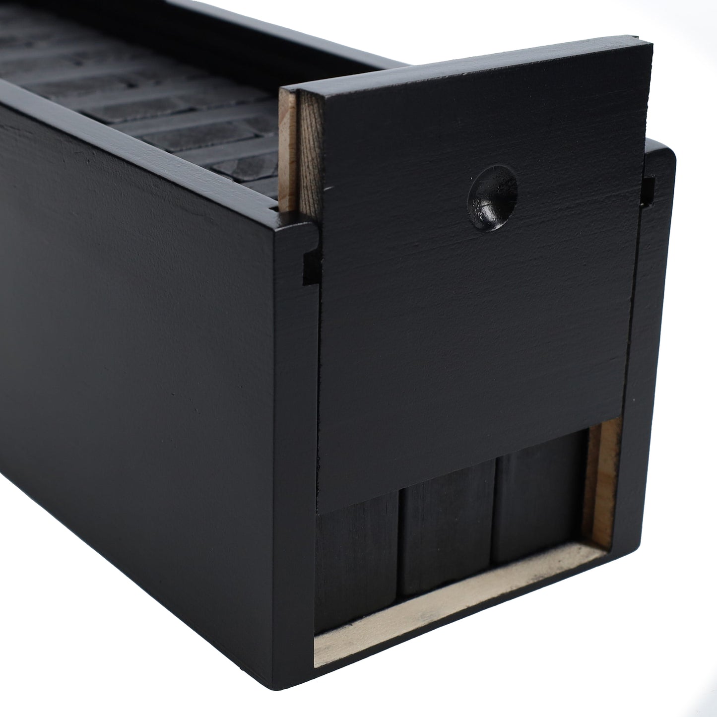 WE Games Black Wooden Blocks Stacking Tower Game with Black Wooden Box, 12 in.
