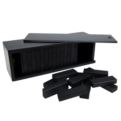 WE Games Black Wooden Blocks Stacking Tower Game with Black Wooden Box, 12 in.