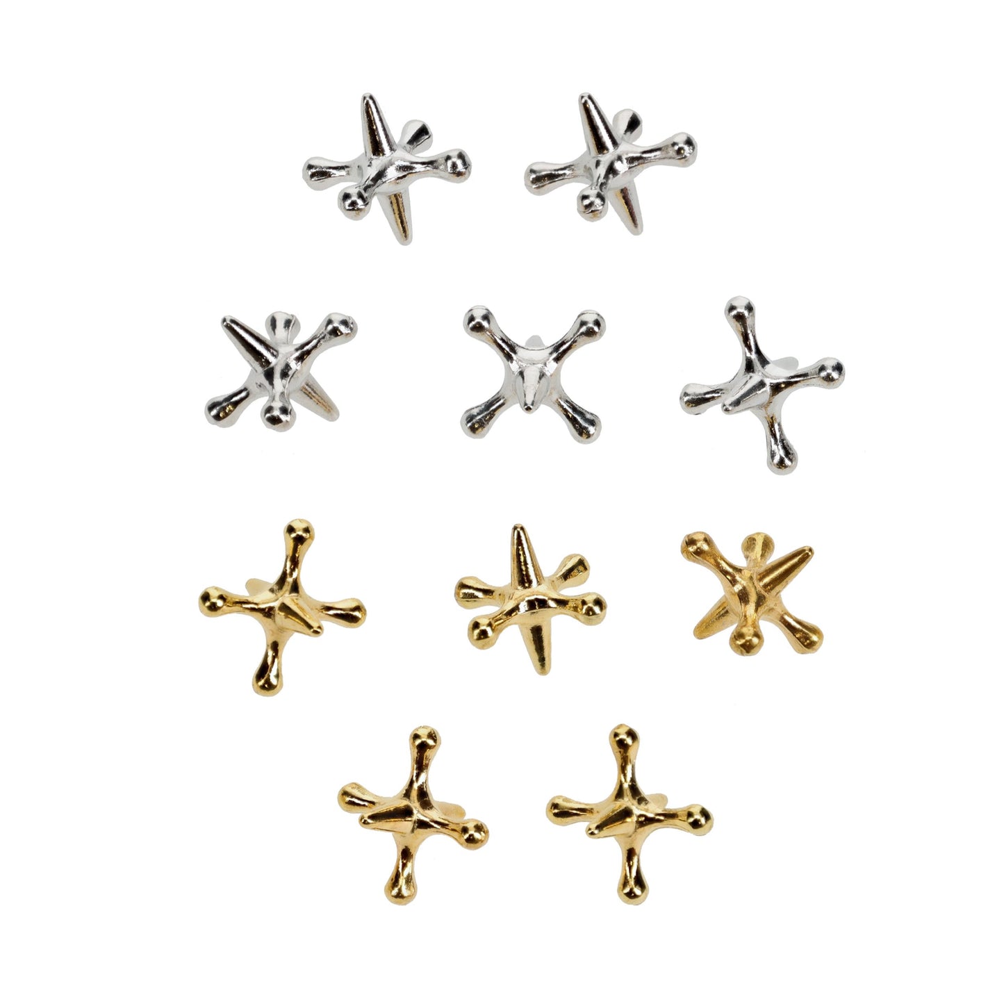 Old-Fashioned Metal Jacks in a Wooden Box